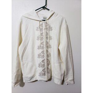 Classic elements cream, embroidered print, full zip, hooded jacket, size XL